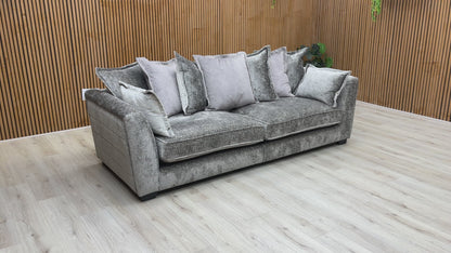 ‘Lavish’ Alexander Grey Chenille Scatter Back 4 Seater Split Frame Sofa
