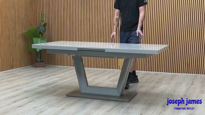 ‘Grigio’ Marble Effect Ceramic Top Large Extending Dining Table