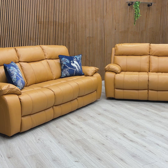 Video Preview for a product video, likely demonstrating the size, leather quality, and features of the sofa set.