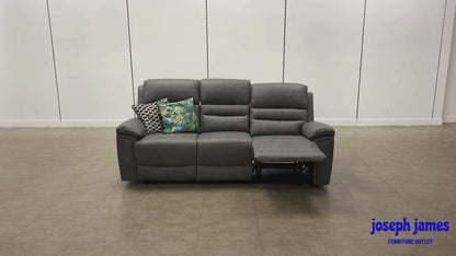 'Azzurri" Grey Endurance Fabric Manual Recliner 3 Seater Sofa