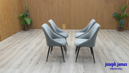 'Crete' Light Grey Fabric Set of 4 Dining Chairs