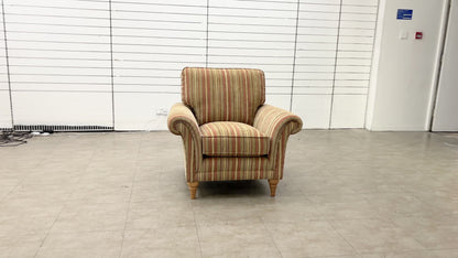 Parker Knoll ‘Burghley’ 50029-318 Baslow Stripe Gold Fabric Armchair