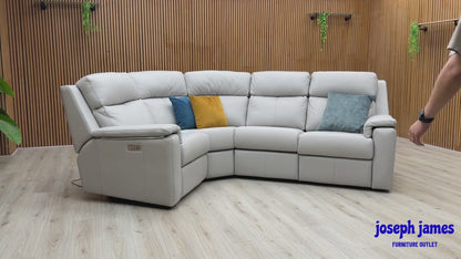 G Plan ‘Thornbury’ H006 Oxford Light Grey Leather Small Power Recliner Left Hand Facing Corner Sofa with Power Headrests and Power Lumbar