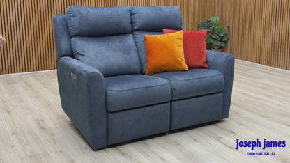 G Plan 'Wren' A125 Stingray Indigo Velvet Fabric 2 Seater Power Recliner Sofa with Power Headrests and Power Lumbar