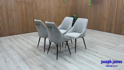 ‘Crete’ Taupe Fabric Set of 4 Swivel Dining Chairs
