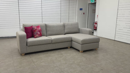 'Layla' Mink Layla Plain Woven Fabric Right Hand Facing Full Storage Chaise End 3 Seater Sofa