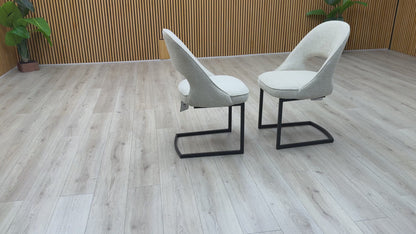 'Tiber' Alabaster Beige Fabric Cantilever Dining Chairs - Set of 2