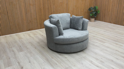 ‘Freya’ Graphite Grey Freya Fabric Large Swivel Chair