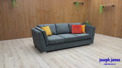 ‘Stephan' Charcoal Grey Fabric 4 Seater Sofa
