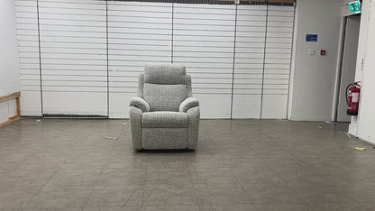 Video of The Kingsbury Lift and Rise Chair in the elevated 'rise' position, showing the powered mechanism tilting the user forward to assist in standing up.