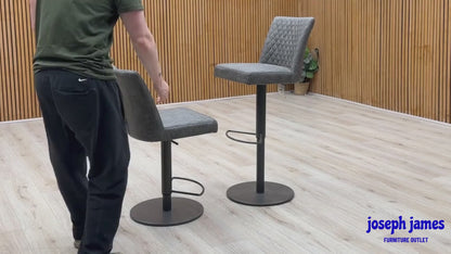 ‘Earth' Grey Fabric Pair of 2 Swivel Dining Chairs