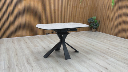 'Crete' Ceramic Top Round Swivel Extending Dining Table