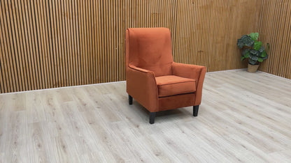 ‘David’ Plush Marmalade Orange Velvet Accent Chair