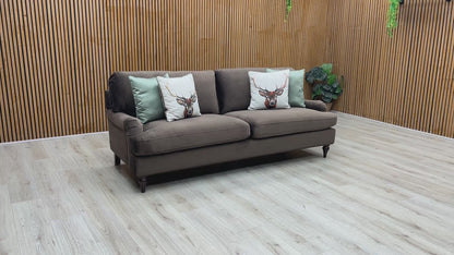 ‘Hampshire’ Cappuccino Brown Fabric 3 Seater Sofa