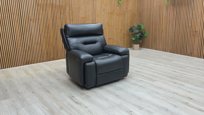 ‘Cinemax_ La4820 Natural Black Mica Leather Media Power Recliner Chair with Power Headrest