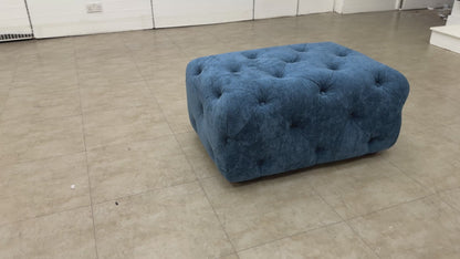 'Libertie' Denim Catalina Button Banquette Footstool