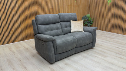 'Springer' Bfa-Blj-R16 Grey Suede 2 Seater Power Recliner Sofa