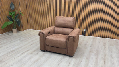 World of Leather 'Nixon' Brown Suede Power Recliner Chair