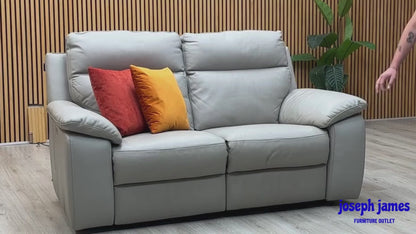 Nicoletti ‘Pepino’ Grey Leather 3 Seater Power Recliner Sofa