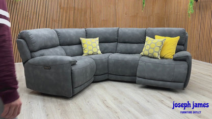 'Link' Bfa-Bey-R23 Charcoal Grey Suede Fabric Left Hand Facing Power Recliner Sofa with Power Headrests