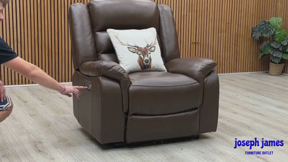‘Berlin’ Cognac Brown Leather 3 + 2 Seater Power Recliner with Power Armchair Sofa Set
