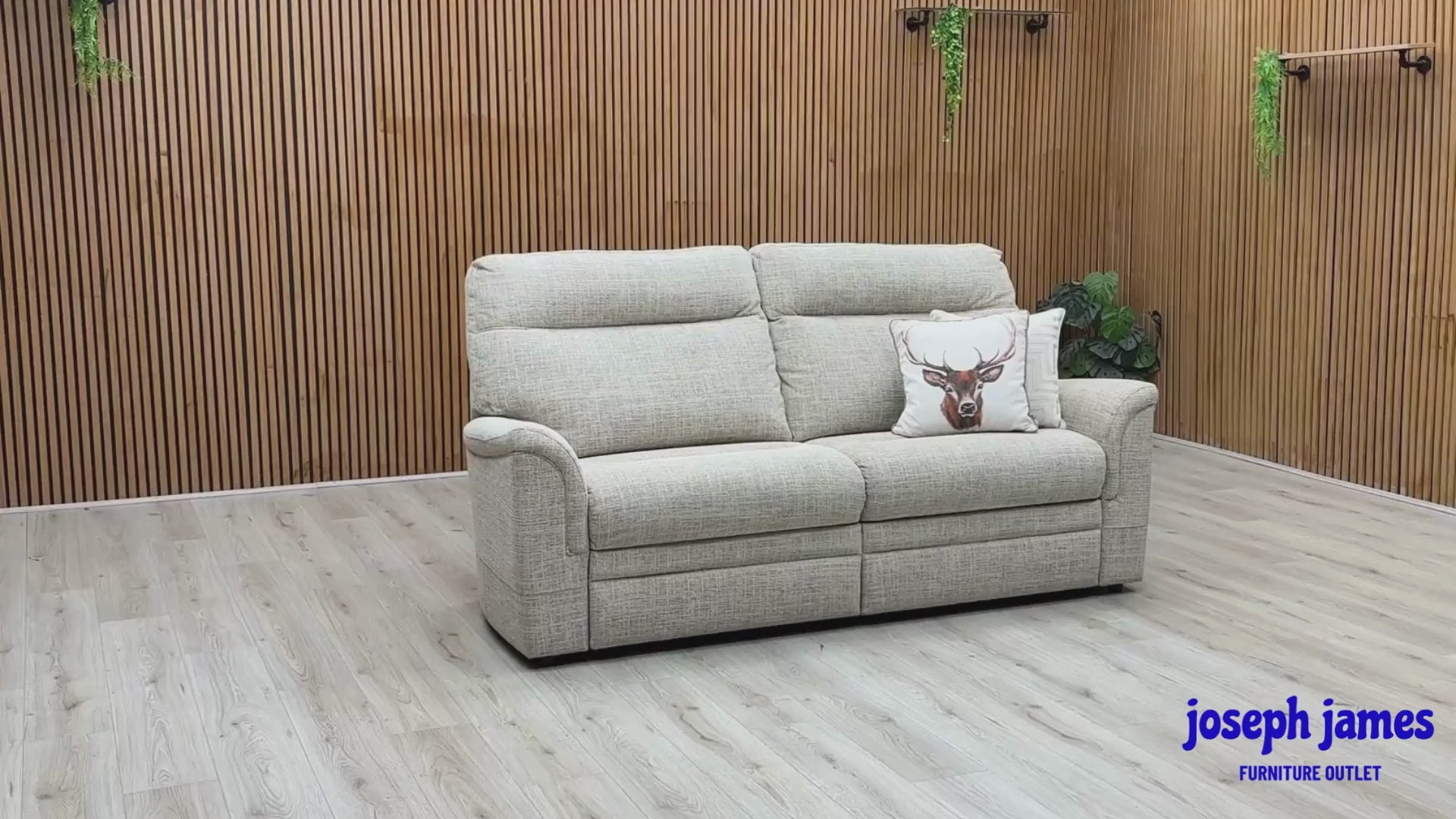 Video Of ‘Parker Knoll Hudson’ contemporary large 2-seater stationary sofa, beautifully upholstered in high-grade 23-Dash Oatmeal fabric.