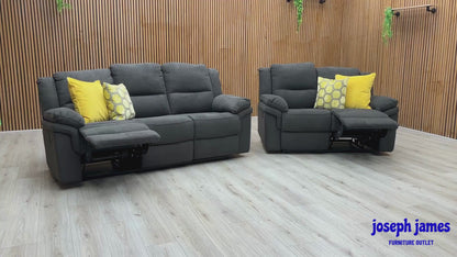 'Albion' Grey Chenille 3 + 2 Seater High Back Manual Recliner Sofa Set