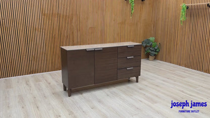 'Axton' Ceramic Top Latte Brown Wooden 2 Door 3 Draw Sideboard