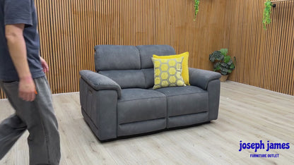 ‘Genius’ Dexter Shadow Grey Velvet Fabric 2 Seater Power Recliner Sofa with Power Headrests