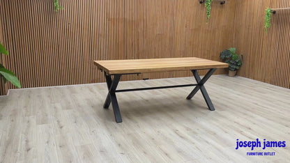 'Earth' Solid Oak 190cm Dining Table with X-Shaped Legs