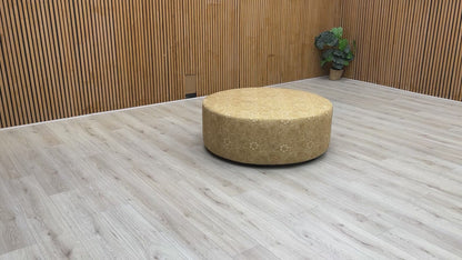 ‘Iris’ Yellow Velvet Floral Patterned Footstool