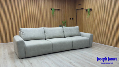 Ideal Home ‘Gemini’ Bluish Grey Suede Fabric 3 Seater Power Glider Sofa