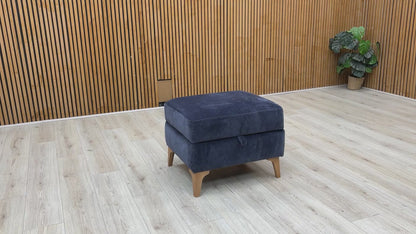 ‘Moderna' Mht Ink Blue Sw Linen Fabric Storage Footstool