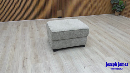 'Elora' Hopsack Mink Lt10 Woven Fabric Small Storage Footstool