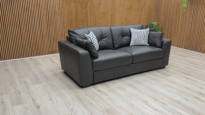 ‘Arden’ Black Italian Leather 4 Seater Sofa