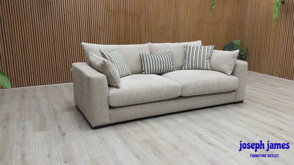‘Elise’ Taupe Boucle Fabric 4 Seater Sofa