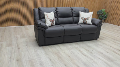 'Albion' Chocolate Faux Leather High Back 3 Seater Sofa