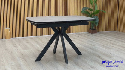 ‘Quattro’ Ash Grey Ceramic Top Extending Draw Leaf Table