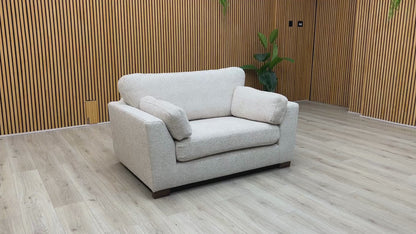 ‘Essie’ 2 Corner 2 Sofa with Snuggler Chair + Banquette Footstool Cream Woven Fabric Sofa Set