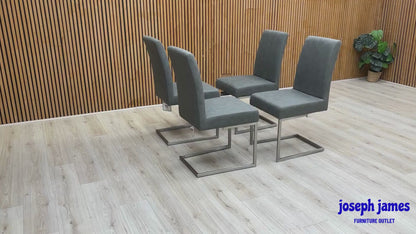 ‘Grigio’ Grey Fabric Set of 4 Cantilever Dining Chairs