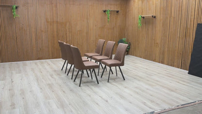 ‘Earth’ Tan Brown Faux Leather Set of 6 Dining Chairs