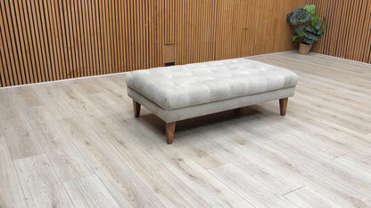 'Palace' Oasis Silver Fabric Large Bench Footstool