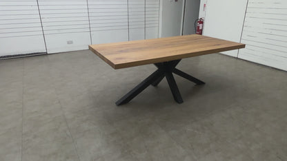 Bodahl 'Terra' 01 Oiled Solid Oak Straight Top 200cm Table with Metal Star Base