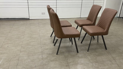 'Earth' Tan Faux Leather Dining Chairs - Set of 4