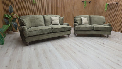 'Paddington' Olive Green Vogue Velvet 3 + 2 Seater Sofa Set