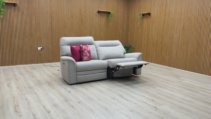 Parker Knoll 'Hudson 23' Hatton Taupe 001514-0026 Tight Weave Fabric Large 2 Seater Power Recliner Sofa