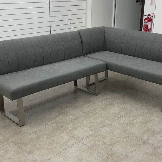 Video of style and features of the 'Grigio' Grey Faux Leather Corner Dining Bench.