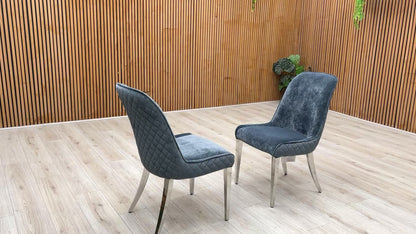 'Gabana' Blue Velvet Fixed Dining Chair - Set of 2