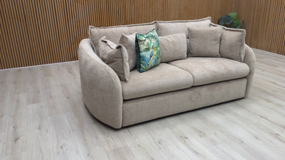 'Portobello' Stone Wicker Fabric 3 Seater Sofa