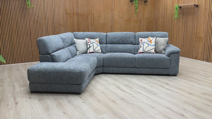 ‘Nova’ Fab-Coe-R303 Silverfish Blue Left Hand Facing Fabric Corner Chaise End Sofa